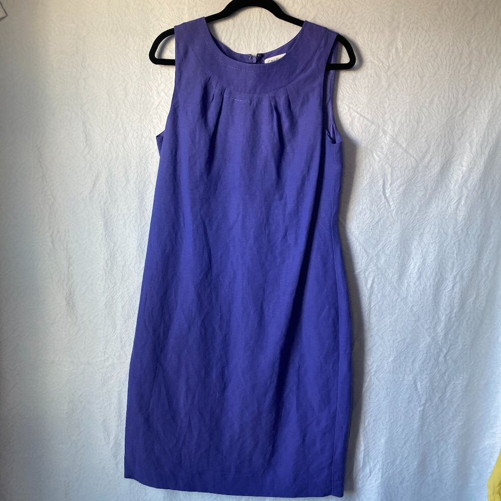 Calvin Klein Womens Knee Length Purple Shift Dress Size 10 Back Zip *flaw